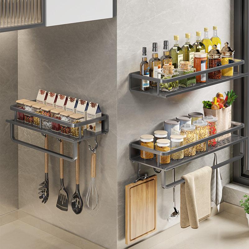 Wall Mount Spice Rack Organizer Grey Seasoning Holder