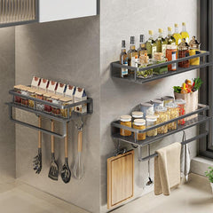 Wall Mount Spice Rack Organizer Grey Seasoning Holder