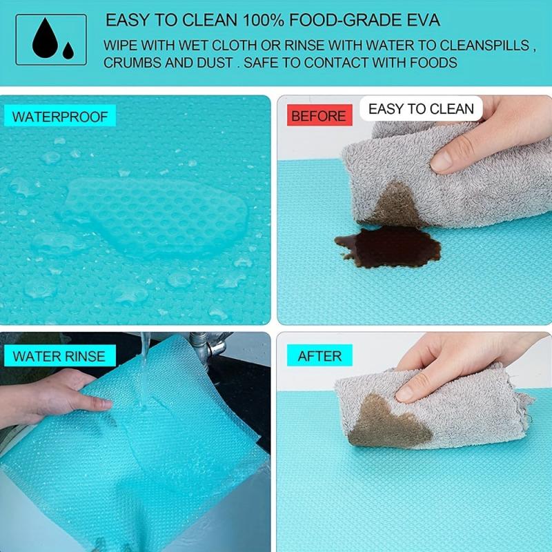 Fridge Liners Mats 8pcs Washable Oilproof Pads for Glass Shelves