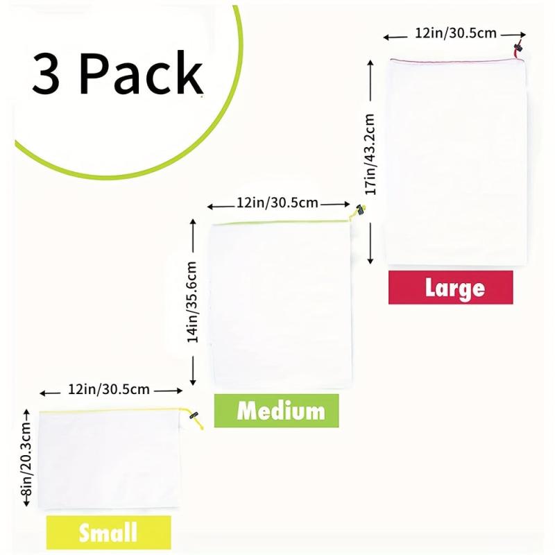 10pcs Reusable Mesh Produce Bags Set with Tare Weight Tags - Eco Friendly