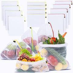 10pcs Reusable Mesh Produce Bags Set with Tare Weight Tags - Eco Friendly