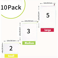 10pcs Reusable Mesh Produce Bags Set with Tare Weight Tags - Eco Friendly