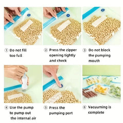 10pcs Plastic Vacuum Packing Bags Food Bag Sealing Mouth Vacuum Pump Compression