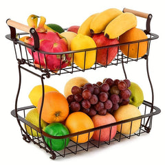 2 Tier Countertop Fruit Basket Kitchen Storage Organizer