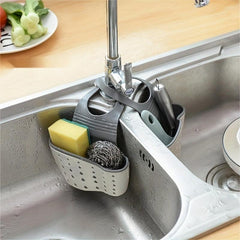Sink Sponge Rack Organizer Silicone Multifunctional Drainage Adjustable Strap