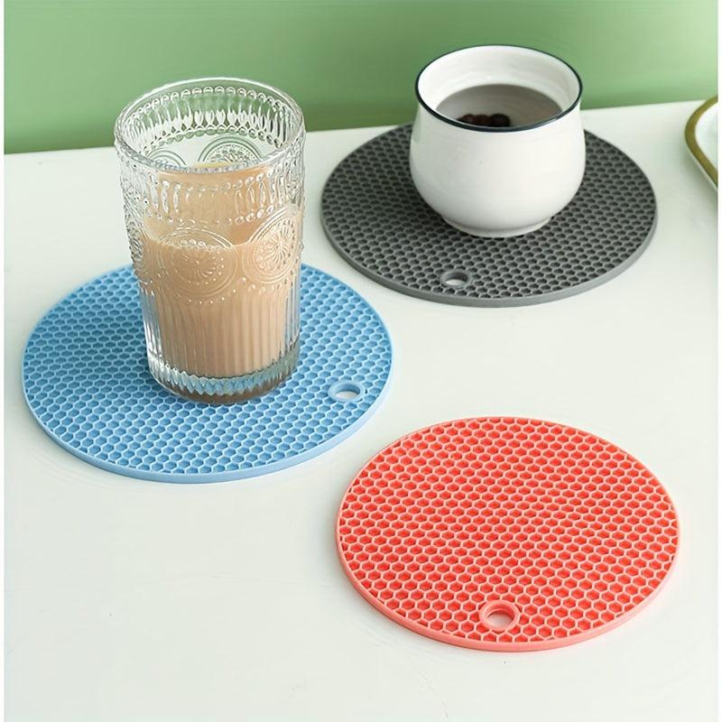 3pcs Round Silicone Honeycomb Insulation Mat Anti scalding Tableware Mat