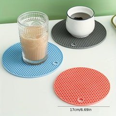 3pcs Round Silicone Honeycomb Insulation Mat Anti scalding Tableware Mat
