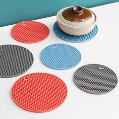 3pcs Round Silicone Honeycomb Insulation Mat Anti scalding Tableware Mat