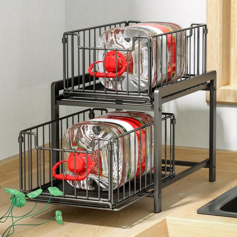 2 Tier Sliding Basket Drawer Organizer for Under Sink Cabinets