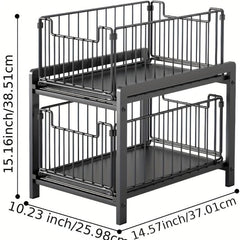 2 Tier Sliding Basket Drawer Organizer for Under Sink Cabinets