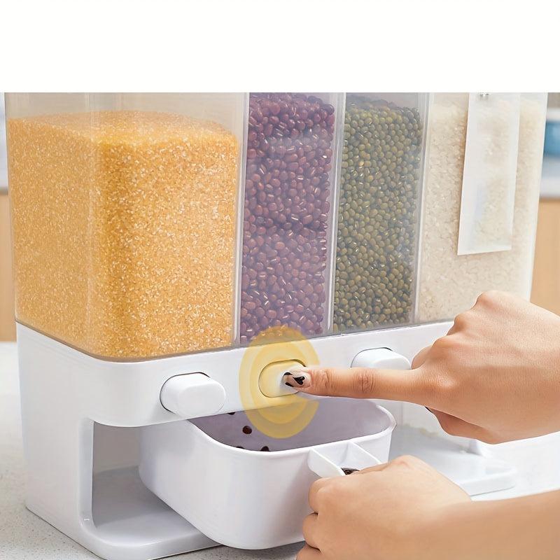 Divided Grid Rice Bucket Household Anti-insect Moisture-proof Rice Storage Box