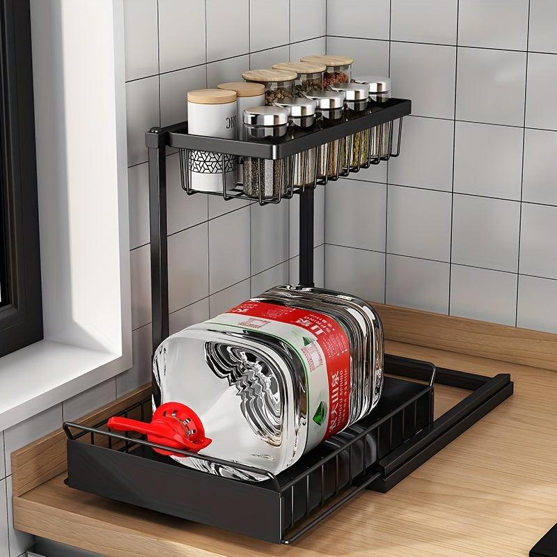 Kitchen Under Sink Rack Tiered Storage Pull Out Organizer