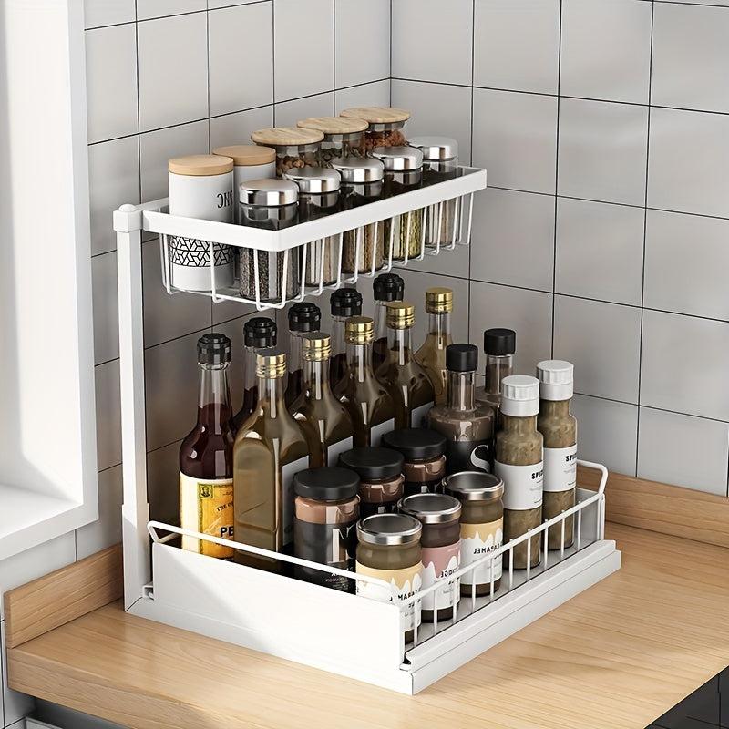 Kitchen Under Sink Rack Tiered Storage Pull Out Organizer