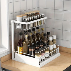 Kitchen Under Sink Rack Tiered Storage Pull Out Organizer