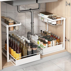 Kitchen Under Sink Rack Tiered Storage Pull Out Organizer