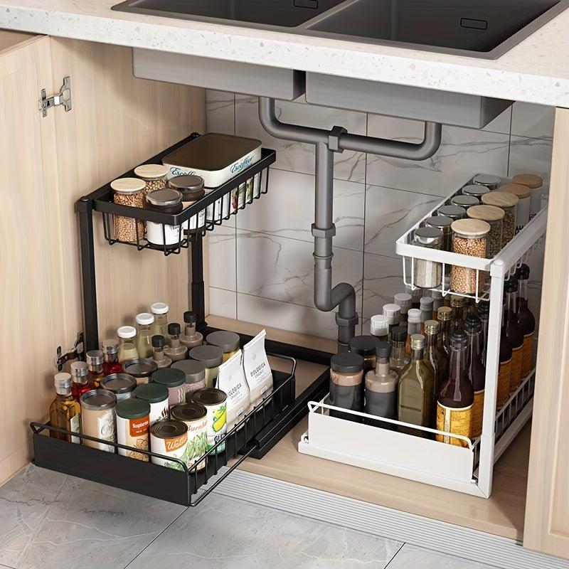 Kitchen Under Sink Rack Tiered Storage Pull Out Organizer