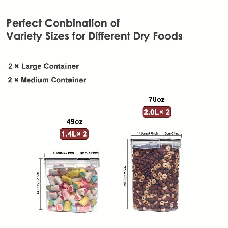 4-Pcs Airtight Food Storage Containers for Kitchen & Pantry Organization
