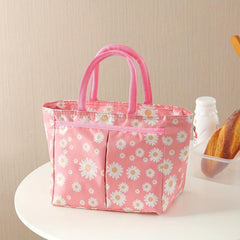 Large Capacity Daisy Bento Bag Reusable Tote Lunch Box Leakproof Cooler