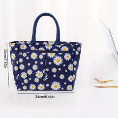 Large Capacity Daisy Bento Bag Reusable Tote Lunch Box Leakproof Cooler