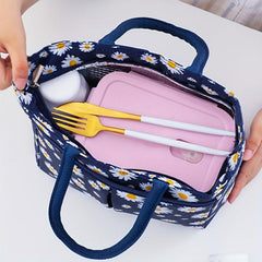Large Capacity Daisy Bento Bag Reusable Tote Lunch Box Leakproof Cooler