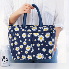 Large Capacity Daisy Bento Bag Reusable Tote Lunch Box Leakproof Cooler