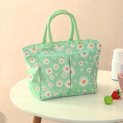 Large Capacity Daisy Bento Bag Reusable Tote Lunch Box Leakproof Cooler
