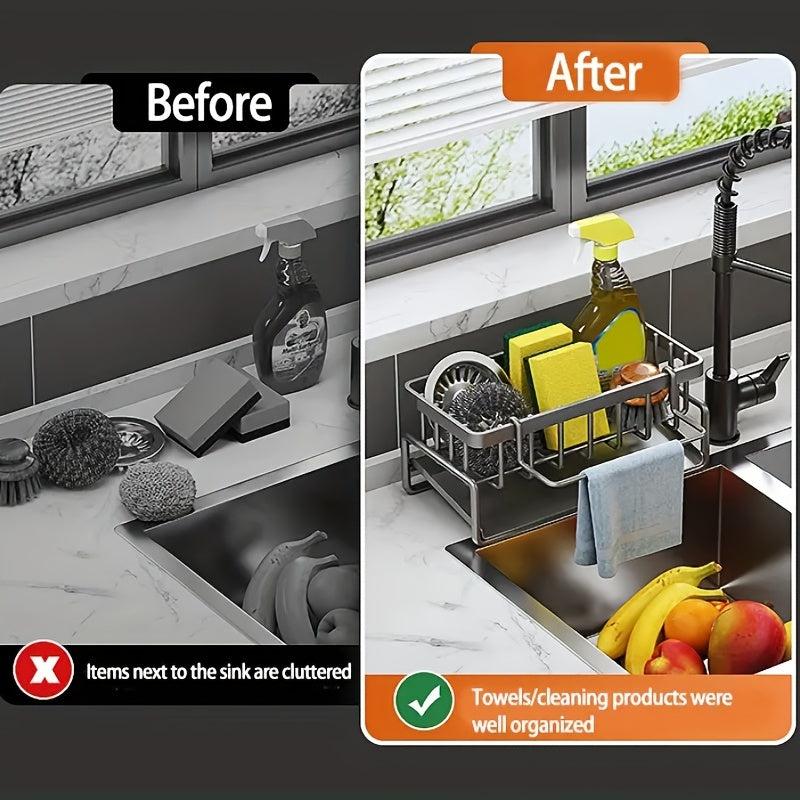 Kitchen Sink Caddy Organizer Faucet Sponge Holder