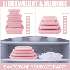 Collapsible Silicone Lunch Box Bento Box Leakproof Portable Food Storage