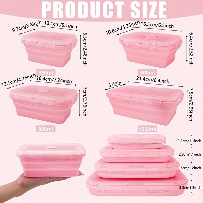 Collapsible Silicone Lunch Box Bento Box Leakproof Portable Food Storage