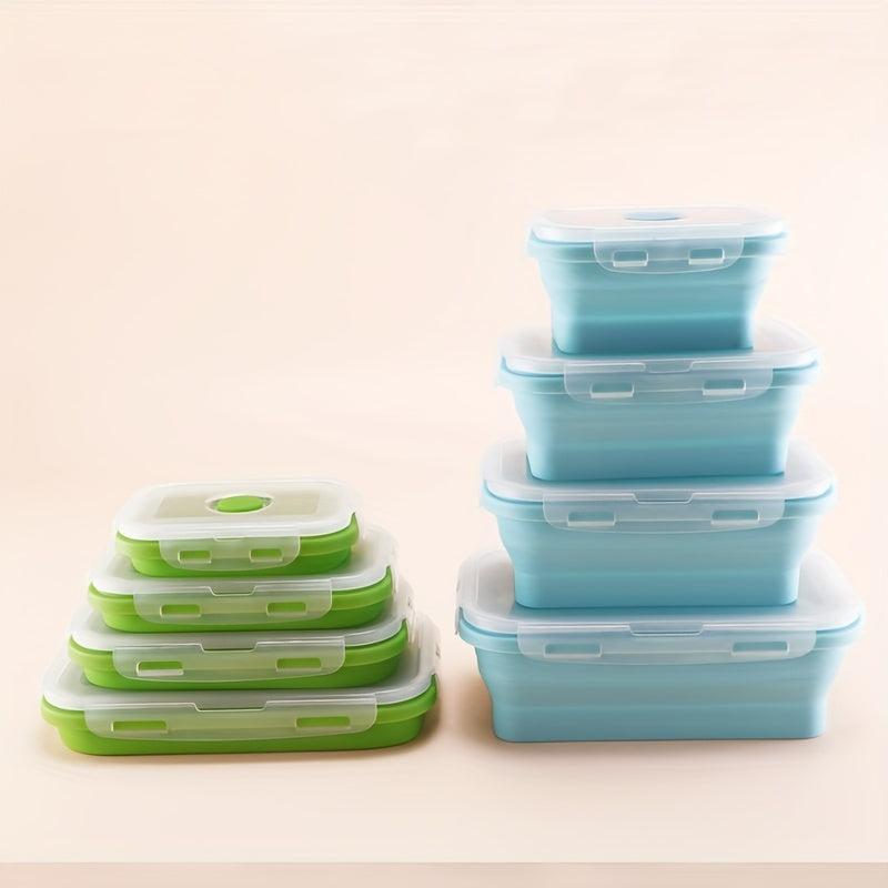 Collapsible Silicone Lunch Box Bento Box Leakproof Portable Food Storage