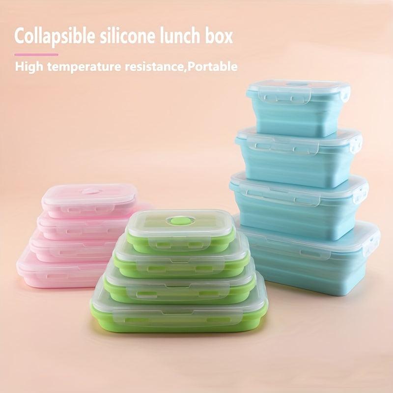 Collapsible Silicone Lunch Box Bento Box Leakproof Portable Food Storage