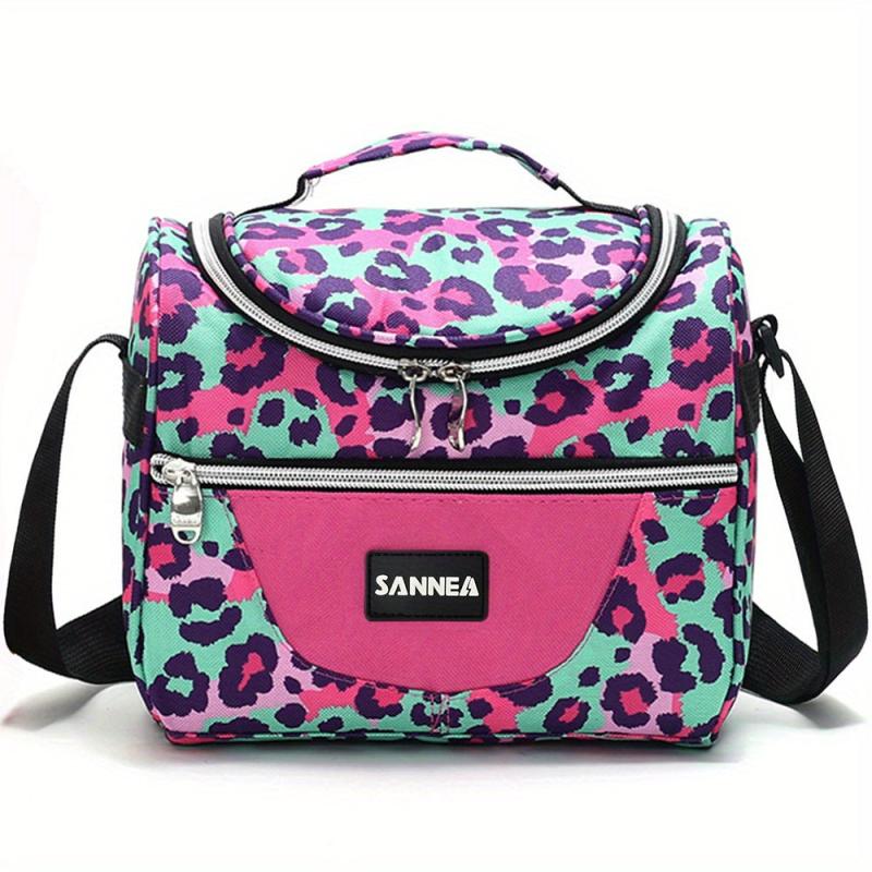 7L Leopard Print Insulated Lunch Bag Adjustable Shoulder Strap Outdoor Picnic