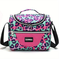 7L Leopard Print Insulated Lunch Bag Adjustable Shoulder Strap Outdoor Picnic