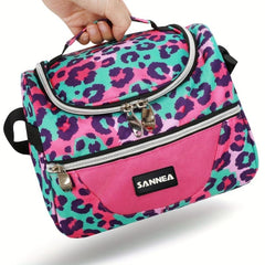 7L Leopard Print Insulated Lunch Bag Adjustable Shoulder Strap Outdoor Picnic