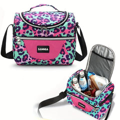 7L Leopard Print Insulated Lunch Bag Adjustable Shoulder Strap Outdoor Picnic