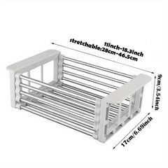 Telescopic Kitchen Sink Drain Basket Drying Rack for Tableware Fruit Vegetable