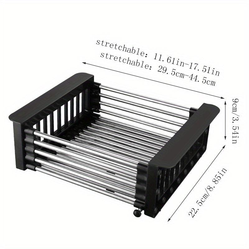 Telescopic Kitchen Sink Drain Basket Drying Rack for Tableware Fruit Vegetable