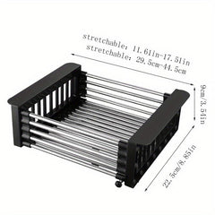 Telescopic Kitchen Sink Drain Basket Drying Rack for Tableware Fruit Vegetable