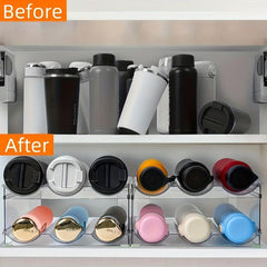 Water Bottle Organizer for Cabinet, Stackable Holder