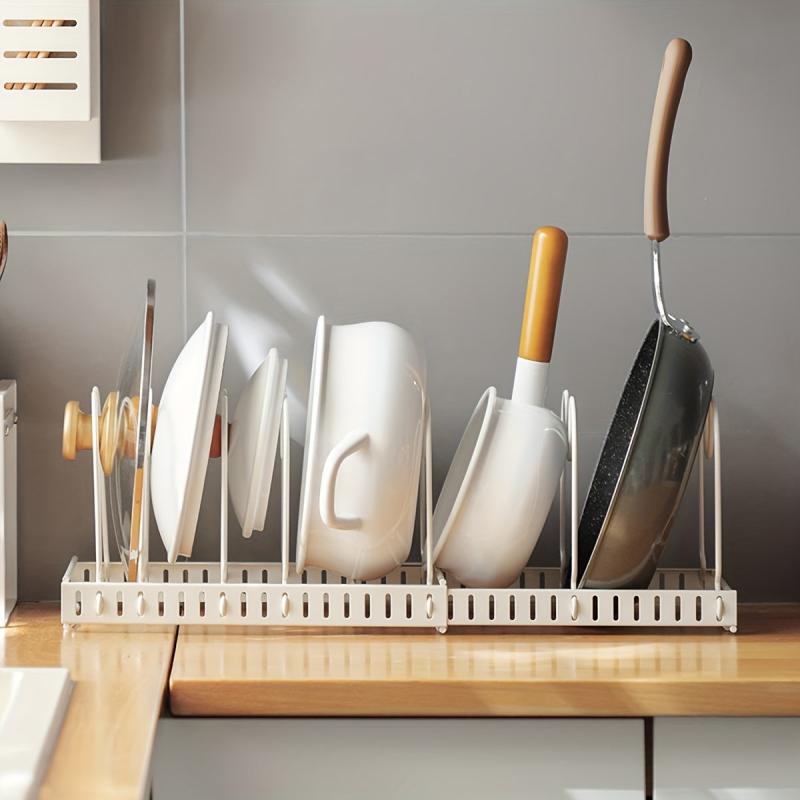 Adjustable Pot and Pan Organizer Rack Holder for Kitchen Cabinet Pantry