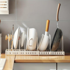 Adjustable Pot and Pan Organizer Rack Holder for Kitchen Cabinet Pantry