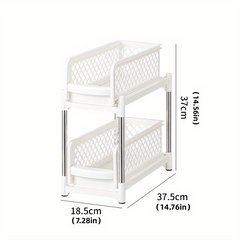 2 Tier Sliding Cabinet Basket Organizer Shelf with Pull Out Drawer