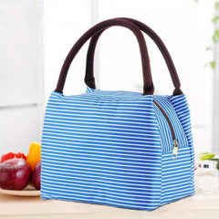 Striped Insulated Lunch Bag Aluminum Foil Lunch Box Leakproof Freezable