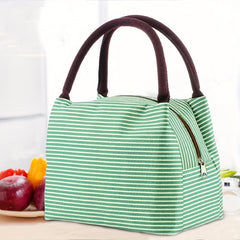 Striped Insulated Lunch Bag Aluminum Foil Lunch Box Leakproof Freezable