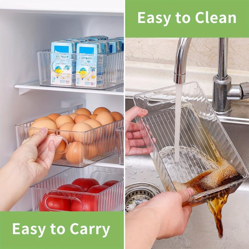 6-Piece Fridge Organizer Bins Clear Storage for Pantry Freezer