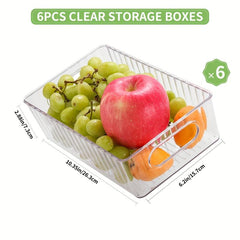 6-Piece Fridge Organizer Bins Clear Storage for Pantry Freezer