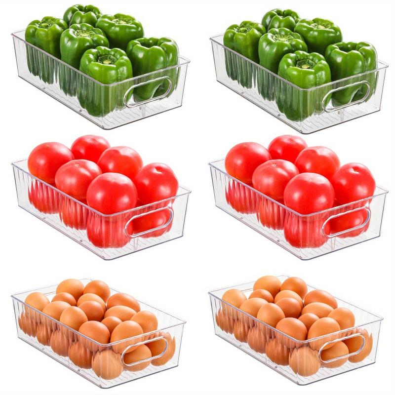 6-Piece Fridge Organizer Bins Clear Storage for Pantry Freezer