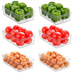 6-Piece Fridge Organizer Bins Clear Storage for Pantry Freezer