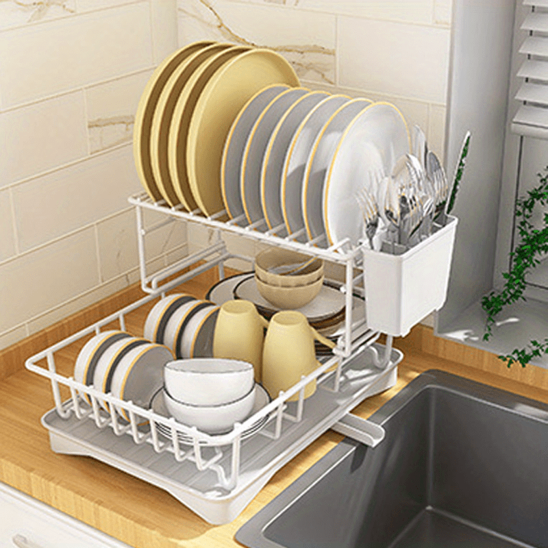 Kitchen Countertop Drain Bowl Holder Fork Dish Cup Storage Rack