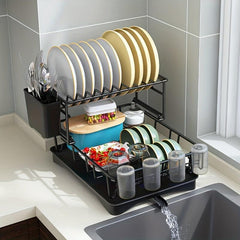 Kitchen Countertop Drain Bowl Holder Fork Dish Cup Storage Rack